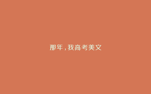 那年，我高考美文