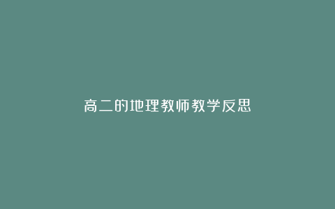 高二的地理教师教学反思