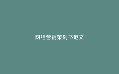 网络营销策划书范文