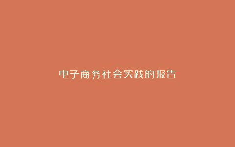 电子商务社会实践的报告