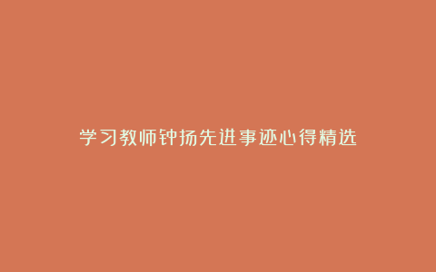 学习教师钟扬先进事迹心得精选