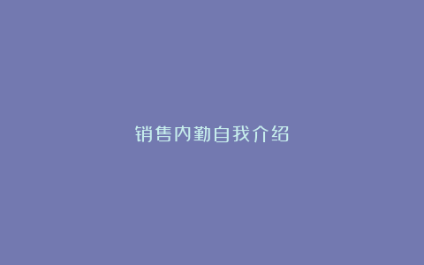 销售内勤自我介绍