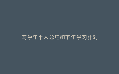 写学年个人总结和下年学习计划