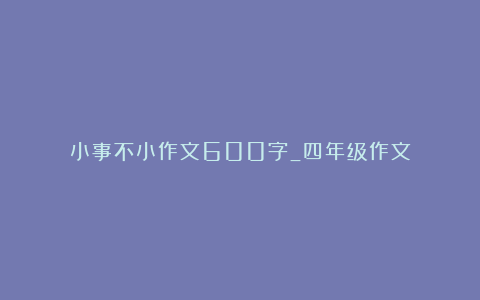 小事不小作文600字_四年级作文