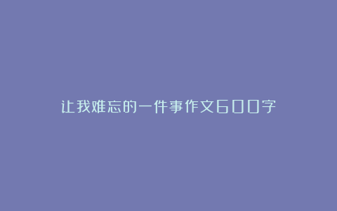 让我难忘的一件事作文600字