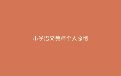 小学语文教师个人总结