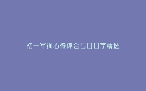 初一军训心得体会500字精选