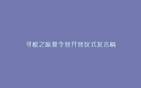 寻根之旅夏令营开营仪式发言稿