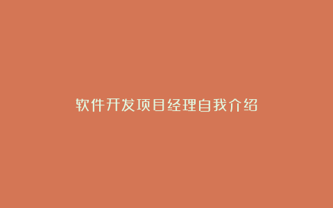 软件开发项目经理自我介绍