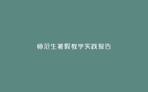 师范生暑假教学实践报告