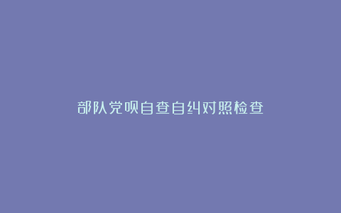 部队党员自查自纠对照检查