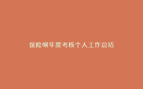 保险员年度考核个人工作总结