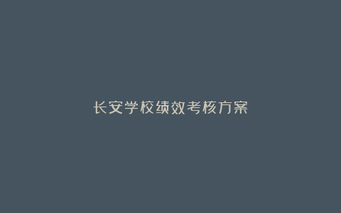 长安学校绩效考核方案