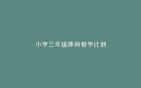 小学三年级体育教学计划