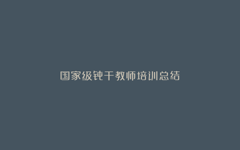 国家级骨干教师培训总结