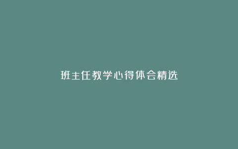 班主任教学心得体会精选