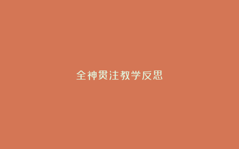 全神贯注教学反思