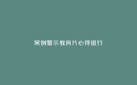 案例警示教育片心得银行