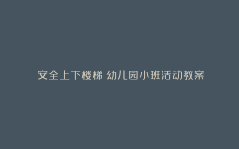 《安全上下楼梯》幼儿园小班活动教案