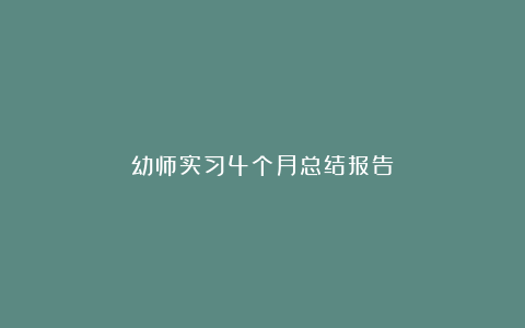 幼师实习4个月总结报告