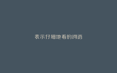 表示仔细地看的词语