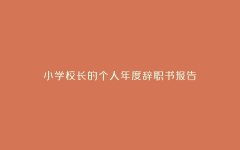 小学校长的个人年度辞职书报告