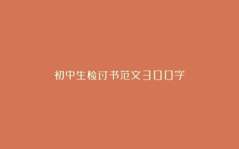 初中生检讨书范文300字