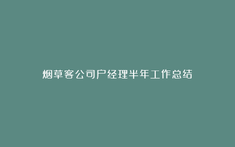 烟草客公司户经理半年工作总结