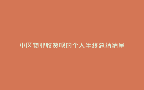 小区物业收费员的个人年终总结结尾