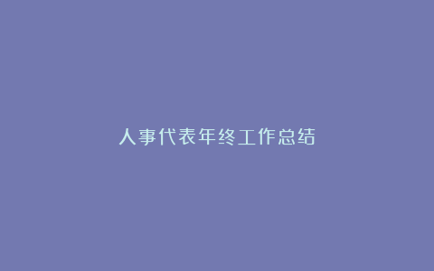 人事代表年终工作总结