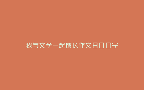 我与文学一起成长作文800字