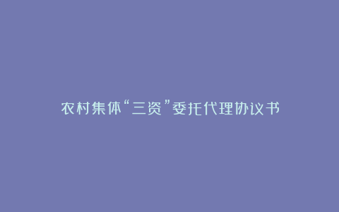 农村集体“三资”委托代理协议书