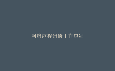 网络远程研修工作总结