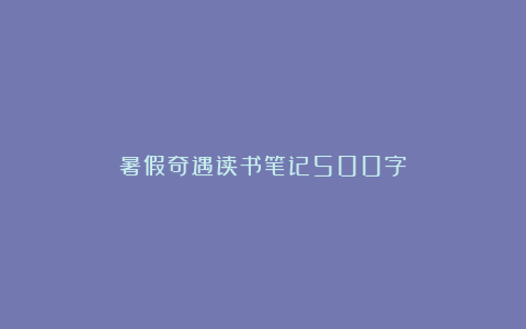 暑假奇遇读书笔记500字