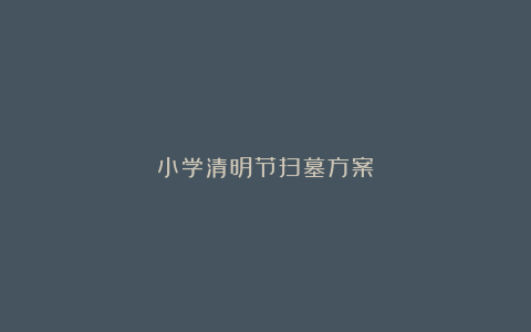 小学清明节扫墓方案