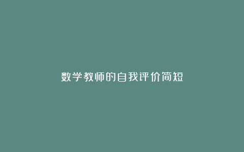 数学教师的自我评价简短