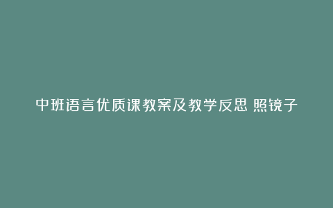 中班语言优质课教案及教学反思《照镜子》