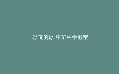 《好玩的冰》中班科学教案