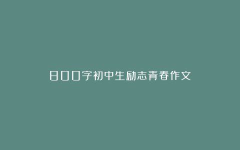 800字初中生励志青春作文