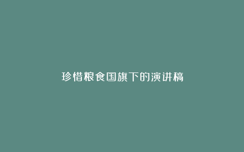 珍惜粮食国旗下的演讲稿