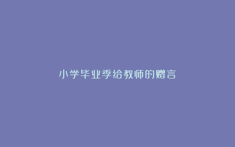 小学毕业季给教师的赠言