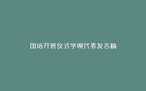 国培开班仪式学员代表发言稿