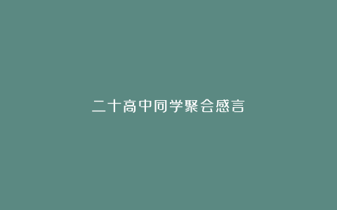 二十高中同学聚会感言