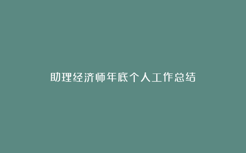 助理经济师年底个人工作总结