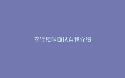 农行柜员面试自我介绍