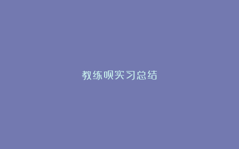 教练员实习总结