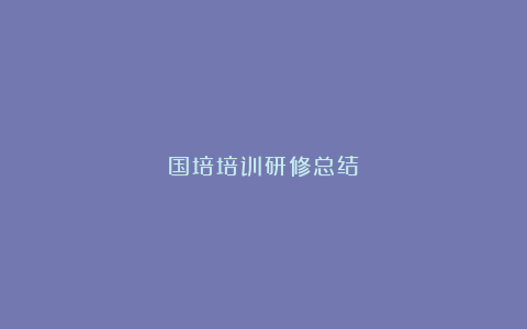 国培培训研修总结