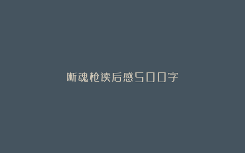 断魂枪读后感500字