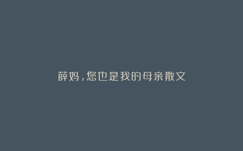 薛妈,您也是我的母亲散文