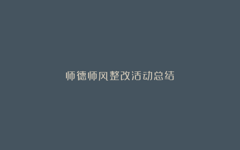 师德师风整改活动总结